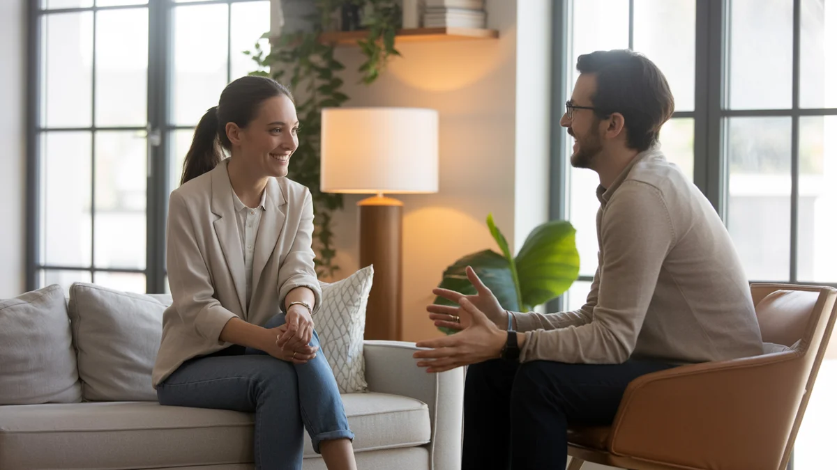 Specialist and client in conversation