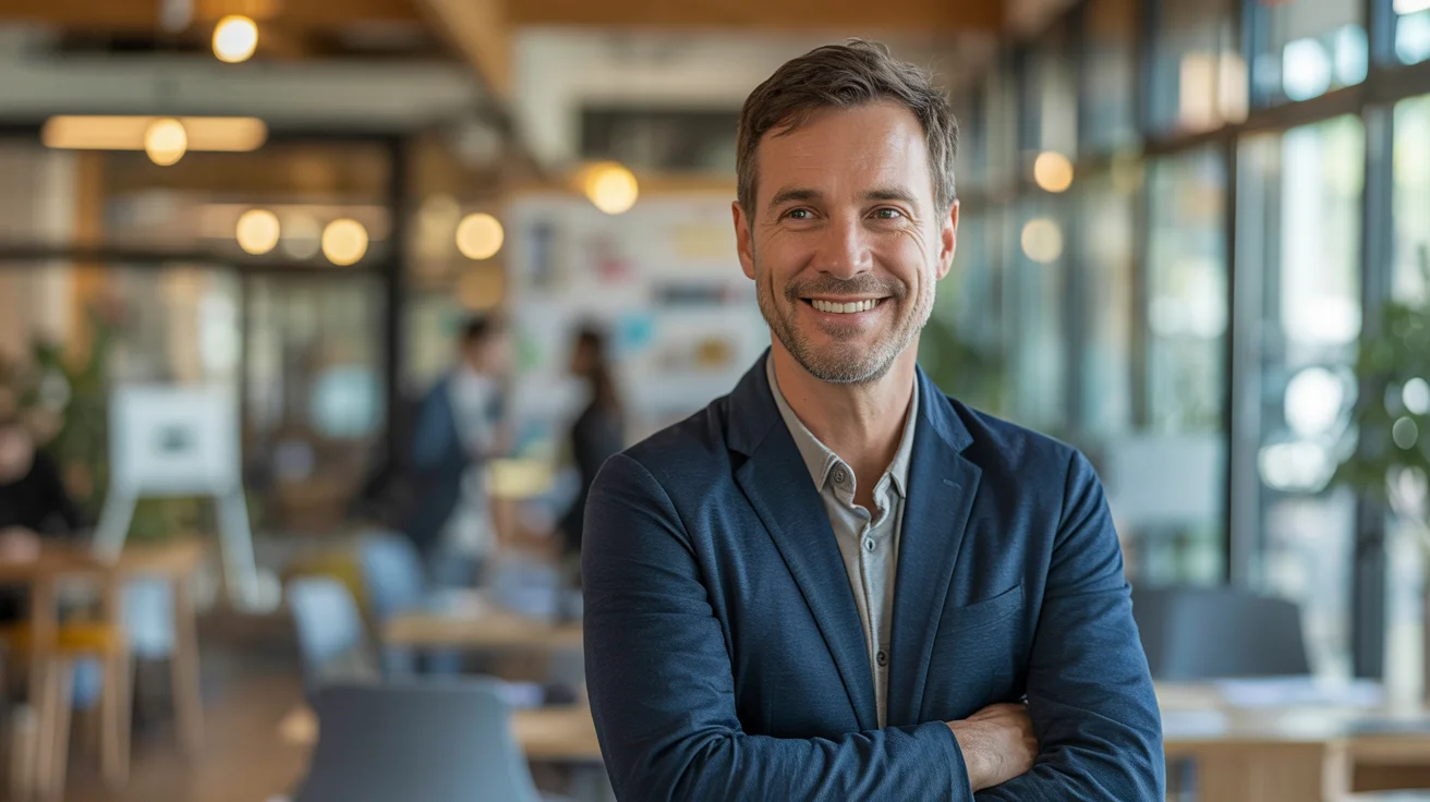 Confident mentor in an office